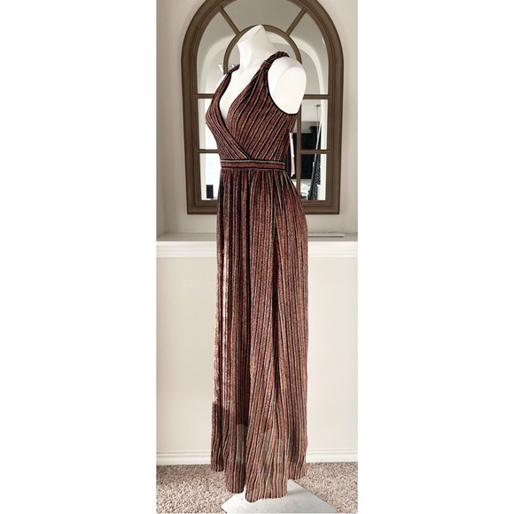 Aqua Striped Metallic Gown in Black Multi, Size XS New w/Tag Retail $298 - Picture 4 of 10